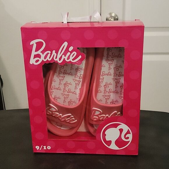 BRAND NEW BARBIE MATTEL BRIGHT PINK   LOGO WOMENS  FLIP FLOP SLIDE SANDAL - Picture 6 of 12